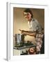 Smiling Woman Preparing a Wholesome Feast-null-Framed Photographic Print