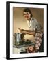 Smiling Woman Preparing a Wholesome Feast-null-Framed Photographic Print