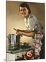 Smiling Woman Preparing a Wholesome Feast-null-Mounted Photographic Print