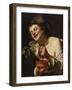Smiling Young Man Squeezing Grapes, 1622 (Oil on Canvas)-Gerrit van Honthorst-Framed Giclee Print