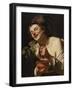 Smiling Young Man Squeezing Grapes, 1622 (Oil on Canvas)-Gerrit van Honthorst-Framed Giclee Print