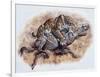 Smilodon (Dirk Sabertooth) Killing a Platygonus-null-Framed Art Print