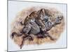 Smilodon (Dirk Sabertooth) Killing a Platygonus-null-Mounted Art Print