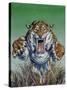 Smilodon Springing Forward at Viewer, Pleistocene Epoch-null-Stretched Canvas