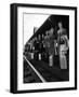 Smith College Girls Standing at Northampton Station with Their Suitcases-Yale Joel-Framed Photographic Print