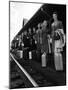 Smith College Girls Standing at Northampton Station with Their Suitcases-Yale Joel-Mounted Photographic Print