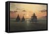 Smith Point Sunset-David Knowlton-Framed Stretched Canvas