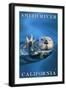 Smith River, California - Sea Otter with Starfish-Lantern Press-Framed Art Print