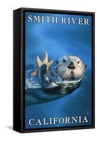 Smith River, California - Sea Otter with Starfish-Lantern Press-Framed Stretched Canvas