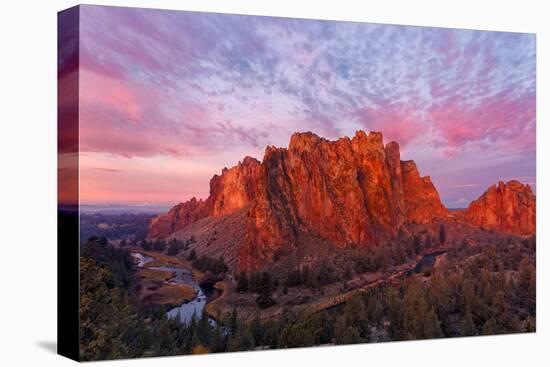 Smith Rock State Park at sunrise, Oregon. Famous for rock climbing.-Adam Jones-Stretched Canvas