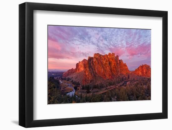 Smith Rock State Park at sunrise, Oregon. Famous for rock climbing.-Adam Jones-Framed Photographic Print