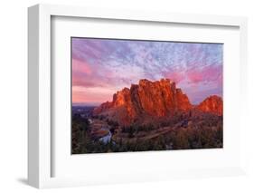 Smith Rock State Park at sunrise, Oregon. Famous for rock climbing.-Adam Jones-Framed Photographic Print