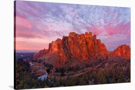 Smith Rock State Park at sunrise, Oregon. Famous for rock climbing.-Adam Jones-Stretched Canvas