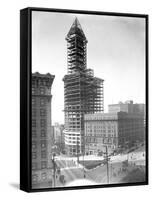 Smith Tower Construction Photograph - Seattle, WA-Lantern Press-Framed Stretched Canvas