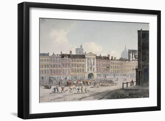 Smithfield Market, City of London, 1810-George Shepherd-Framed Giclee Print