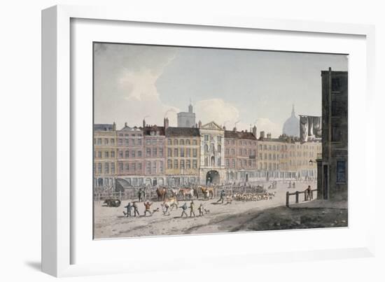 Smithfield Market, City of London, 1810-George Shepherd-Framed Giclee Print