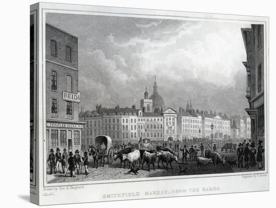 Smithfield Market from the Barrs, Engraved by Thomas Barber, C.1830-Shepherd-Stretched Canvas