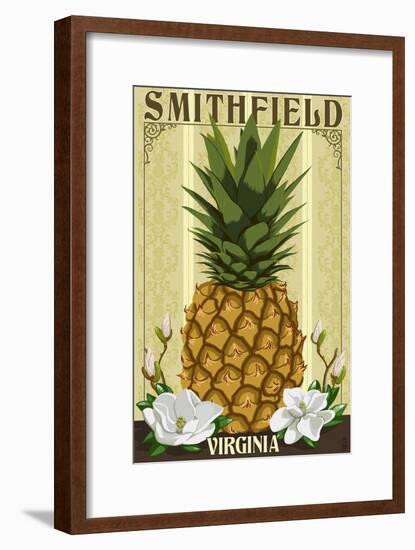 Smithfield, Virginia - Colonial Pineapple-Lantern Press-Framed Art Print