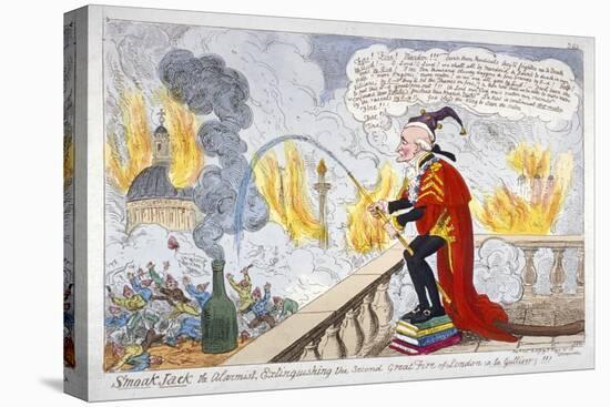 Smoak Jack the Alarmist, Extinguishing the Second Great Fire of London (A La Gullive)!!!, 1819-George Cruikshank-Stretched Canvas