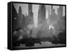 Smoggy Waterfront Skyline of New York City as Seen from the Shores of New Jersey-Andreas Feininger-Framed Stretched Canvas