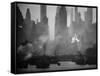 Smoggy Waterfront Skyline of New York City as Seen from the Shores of New Jersey-Andreas Feininger-Framed Stretched Canvas