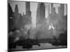 Smoggy Waterfront Skyline of New York City as Seen from the Shores of New Jersey-Andreas Feininger-Mounted Premium Photographic Print