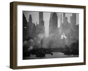 Smoggy Waterfront Skyline of New York City as Seen from the Shores of New Jersey-Andreas Feininger-Framed Photographic Print