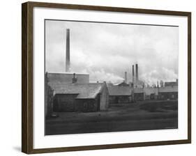 Smoke Billowing from Chimneys in Factory Town-Emil Otto Hopp?-Framed Photographic Print