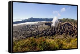 Smoke billowing from Mount Bromo volcano, Java, Indonesia-Paul Williams-Framed Stretched Canvas