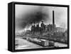 Smoke Billowing Out of the Iron Works, Corby, Northamptonshire-null-Framed Stretched Canvas