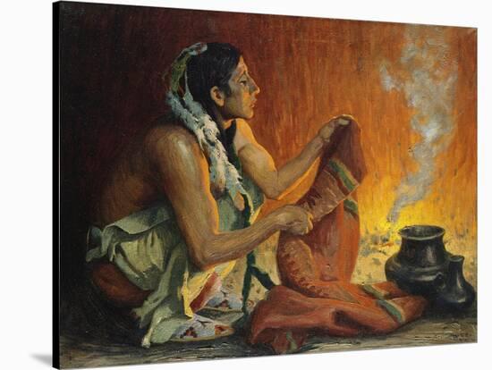 Smoke Ceremony-Eanger Irving Couse-Stretched Canvas