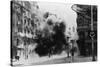 Smoke Filled Street after Aid Raid-null-Stretched Canvas