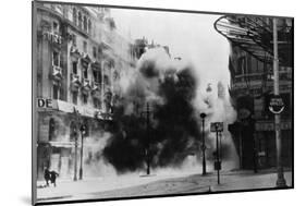 Smoke Filled Street after Aid Raid-null-Mounted Photographic Print
