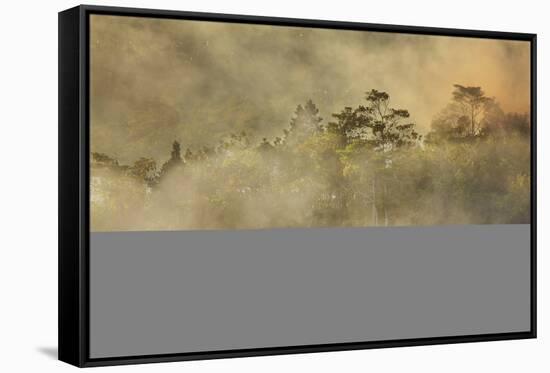 Smoke from a fire drifts across rainforest, near San Juan, Siquijor, Philippines, Southeast Asia, A-Nigel Hicks-Framed Stretched Canvas