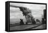 Smoke from a Merchant Ship Bombed in an Allied Convoy to the Soviet Union (Russia)-null-Framed Stretched Canvas
