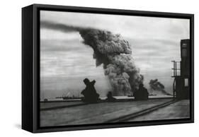 Smoke from a Merchant Ship Bombed in an Allied Convoy to the Soviet Union (Russia)-null-Framed Stretched Canvas