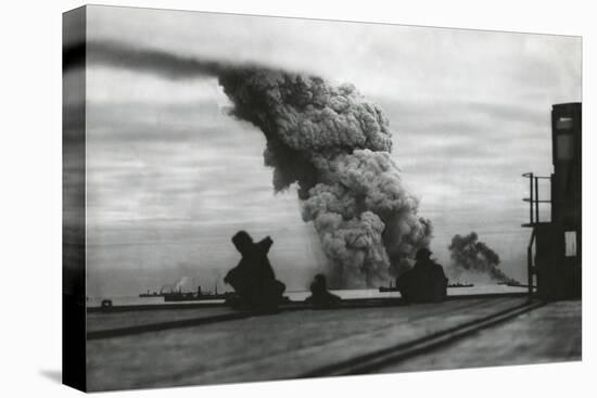 Smoke from a Merchant Ship Bombed in an Allied Convoy to the Soviet Union (Russia)-null-Stretched Canvas