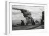 Smoke from a Merchant Ship Bombed in an Allied Convoy to the Soviet Union (Russia)-null-Framed Photo