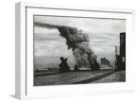 Smoke from a Merchant Ship Bombed in an Allied Convoy to the Soviet Union (Russia)-null-Framed Photo