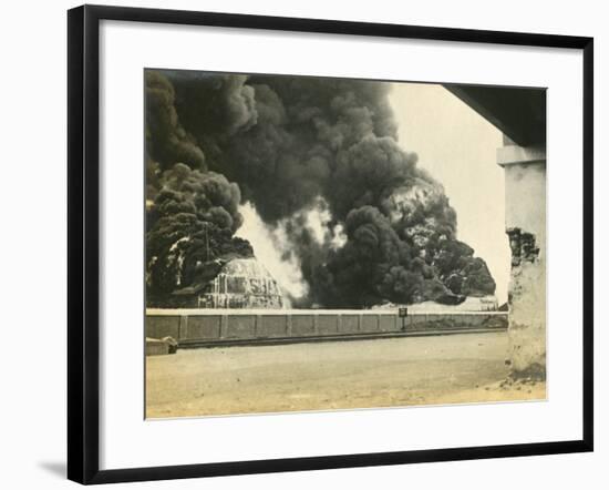 Smoke from Shelled Fuel Tanks in Madras-null-Framed Photographic Print