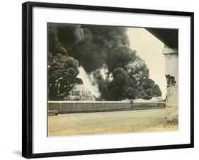 Smoke from Shelled Fuel Tanks in Madras-null-Framed Photographic Print