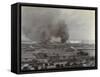 Smoke from Shelled Fuel Tanks in Madras-null-Framed Stretched Canvas