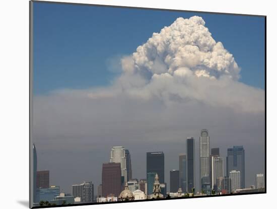 Smoke from the Station Fire Rises over Downtown Los Angeles-null-Mounted Photographic Print