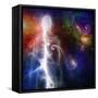 Smoke like Human Figure in Space-rolffimages-Framed Stretched Canvas