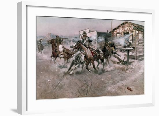 Smoke of a .45, 1908-Charles Marion Russell-Framed Giclee Print