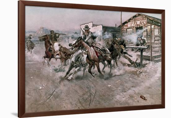 Smoke of a .45, 1908-Charles Marion Russell-Framed Giclee Print