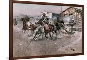 Smoke of a .45, 1908-Charles Marion Russell-Framed Giclee Print