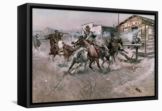 Smoke of a .45, 1908-Charles Marion Russell-Framed Stretched Canvas