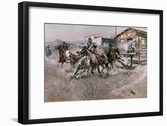 Smoke of a .45, 1908-Charles Marion Russell-Framed Giclee Print