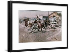 Smoke of a .45, 1908-Charles Marion Russell-Framed Giclee Print